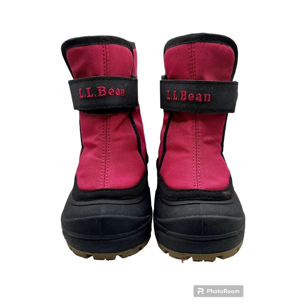 L.L. BEAN Toddler Snow Boots Lined Size 6 Pink & Black Adjustable Closure